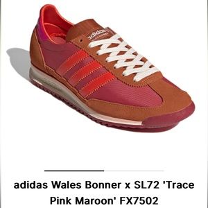 NWT Adidas x Wales Bonner SL 72 - Trace Pink Maroon - Size 8
